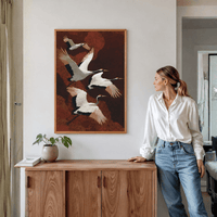 Modern crane painting on canvas for home decoration