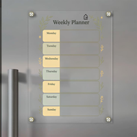 Acrylic Fridge Weekly Planner | Elegant Magnetic Organizer with Botanical Design | Pen and Rag