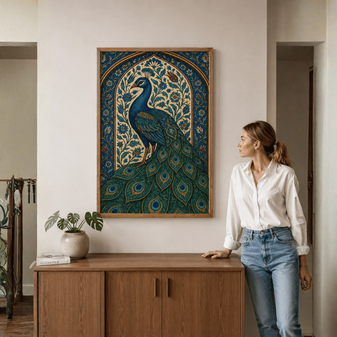 Royal Peacock Canvas Wall Art - Memories InsiteROYAL PICKCOCK FRAME- STRECHED