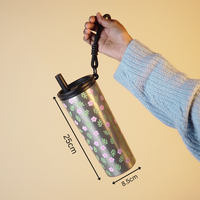 Floral Stainless Steel Tumbler with Straw