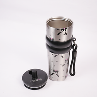 Bow Print Stainless Steel Insulated Tumbler with Straw & Carry Loop