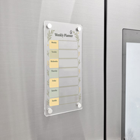 Acrylic Fridge Weekly Planner | Elegant Magnetic Organizer with Botanical Design | Pen and Rag