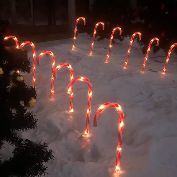 Solar Christmas Candy Cane Light