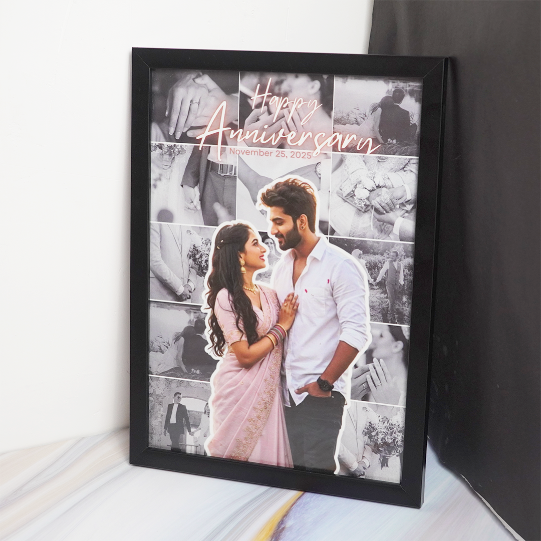 Personalized Happy Anniversary Photo Frame | Custom Couple Memory Frame