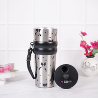 Bow Print Stainless Steel Insulated Tumbler with Straw & Carry Loop