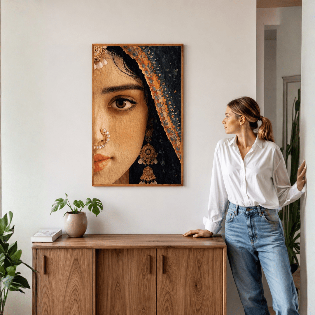 Traditional Indian Woman Portrait Canvas Wall Art - Memories Insite