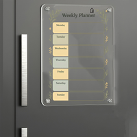 Acrylic Fridge Weekly Planner | Elegant Magnetic Organizer with Botanical Design | Pen and Rag