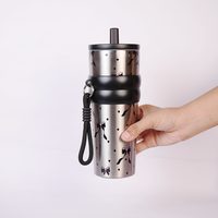 Bow Print Stainless Steel Insulated Tumbler with Straw & Carry Loop