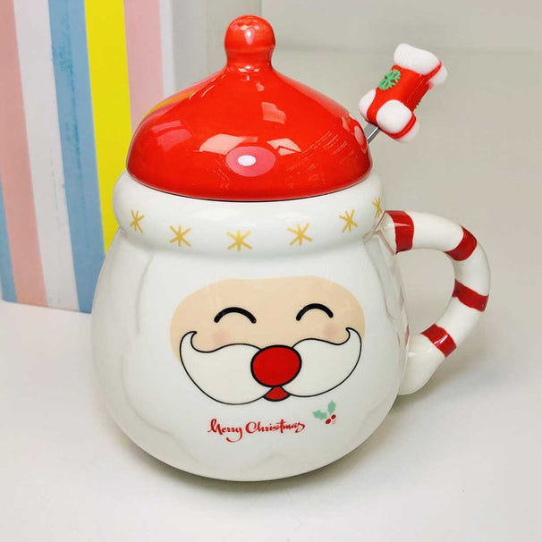 Cute Santa Mug with Lid & Spoon