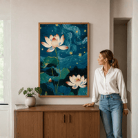 Lotus Night Serenity Canvas Wall Art Painting - Memories InsiteLOTUS NIGHT SENERITY CANVAS - STRECHED