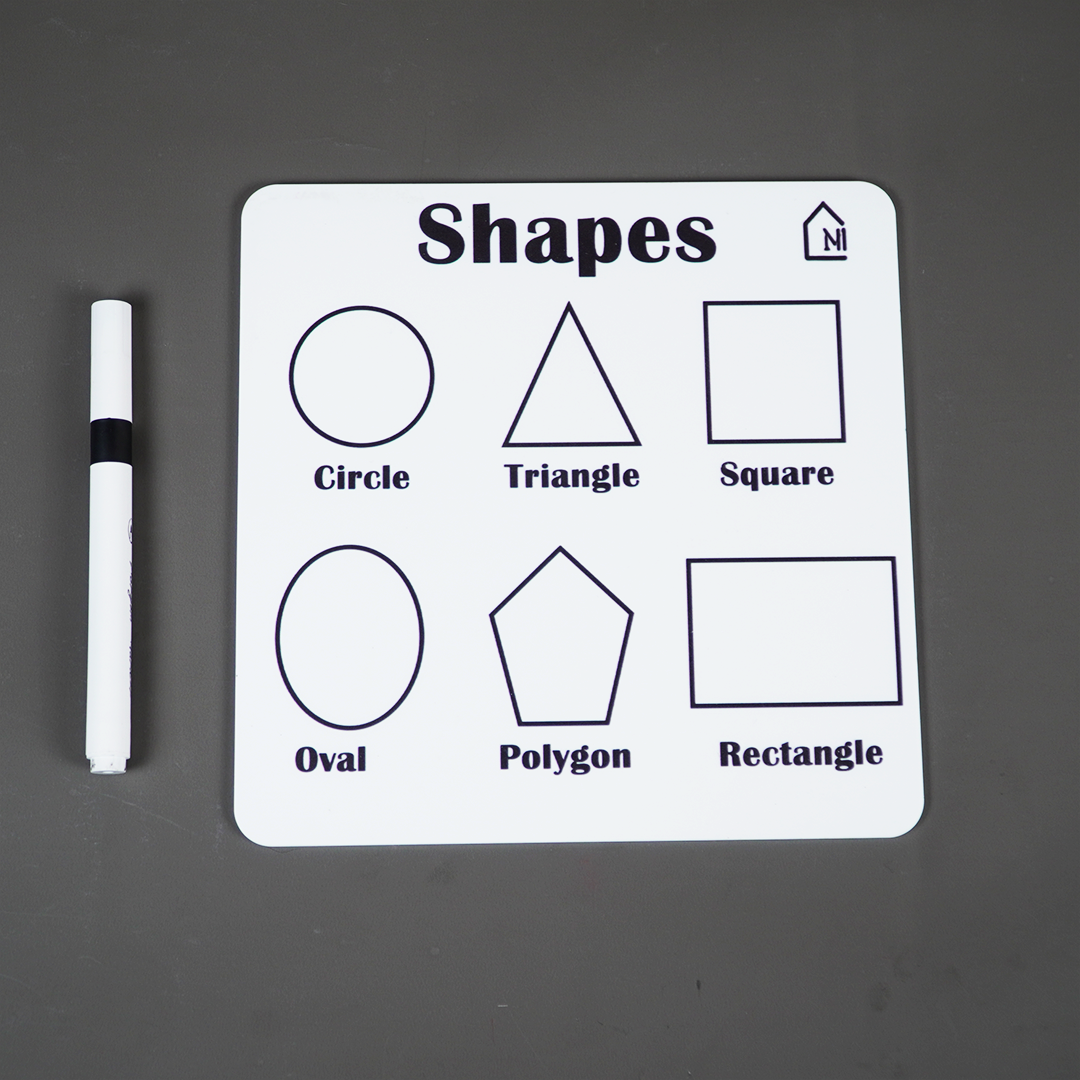 Reusable Shapes Learning Board for Kids with Pen Box & Cleaning Cloth