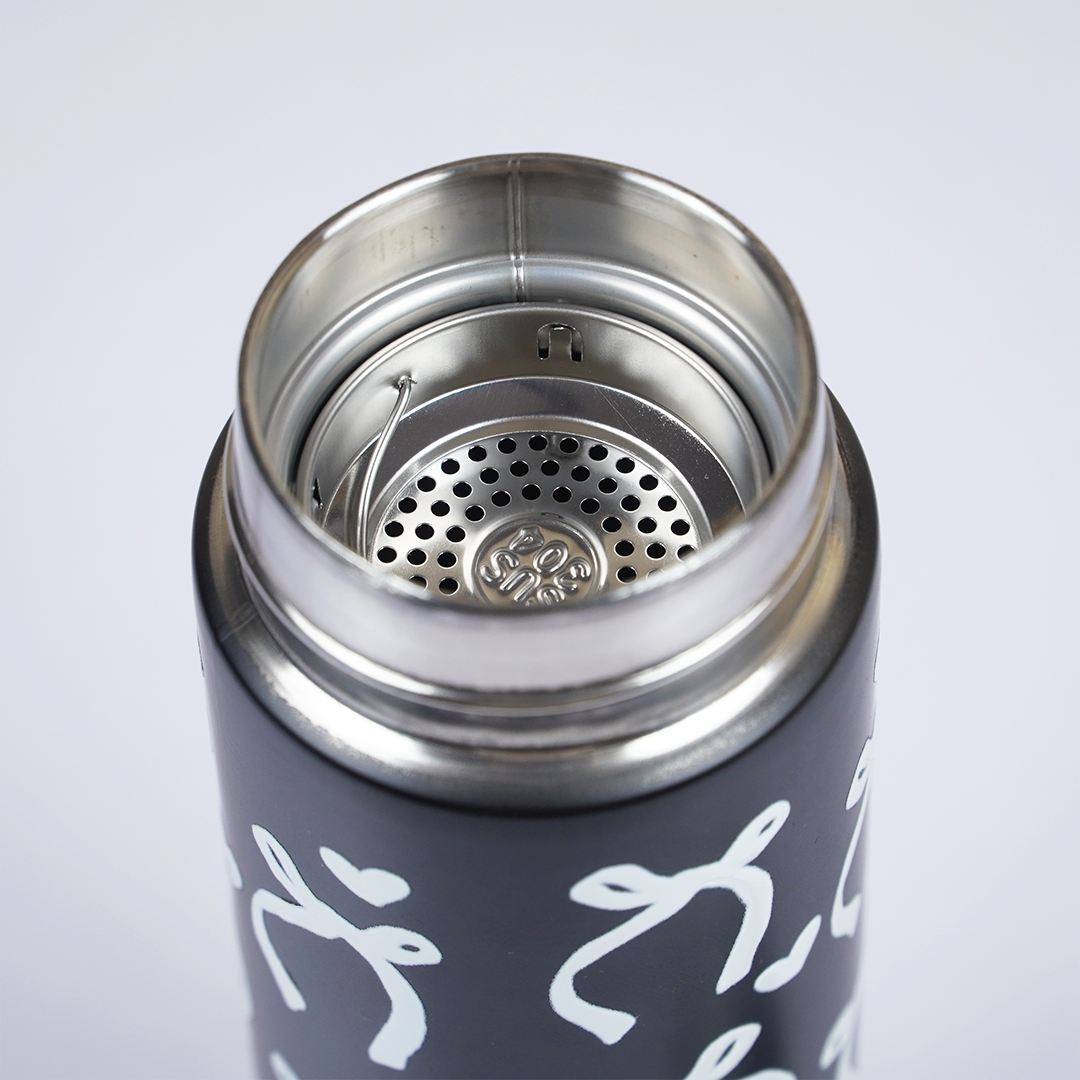 White Bow Design Stainless Steel Water Bottle