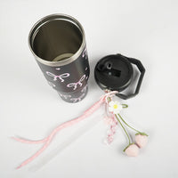 Bow Print Tumbler with Handle & Charm | Reusable Travel Cup | Cute Everyday Drinkware