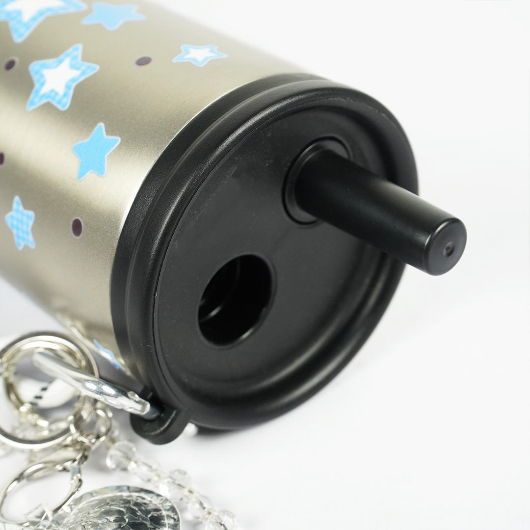 Star Print Sipper Bottle with Charm | Reusable Travel Water Bottle | Cute Everyday Drinkware