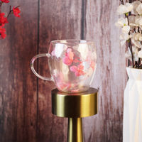 Blossom Glass Mug – Elegant Floral Double-Wall Tea & Coffee Cup