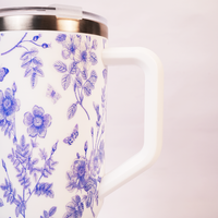 Blue Botanical  Stainless Steel in BLUE Travel Tumbler