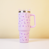 Floral Insulated Tumbler with Handle & Straw