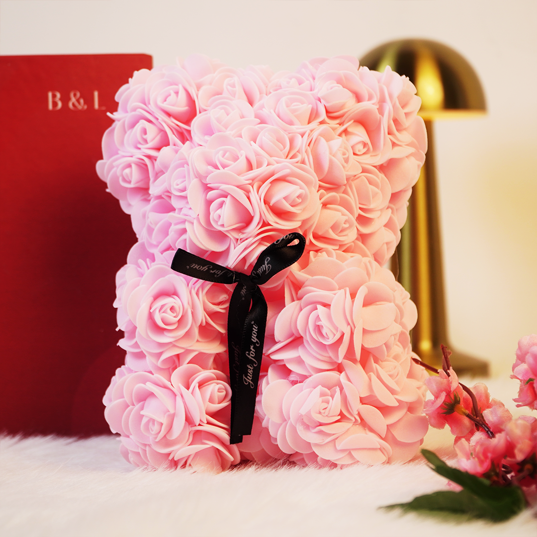 Rose Teddy Bear – Romantic Artificial Flower Bear Gift for Love & Special Moments