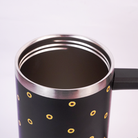 Black Sunflower Tumbler with Handle & Straw – Cute Floral Reusable Travel Cup for Women & Girls