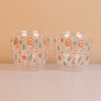 Set-2 Candy Cane & Christmas Treats  -Double Wall Glass Mug