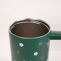 Deep Forest Green Floral & Bow Tumbler with Ergonomic Handle