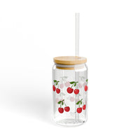 Personalized Red Cherry Glass coffee Tumbler