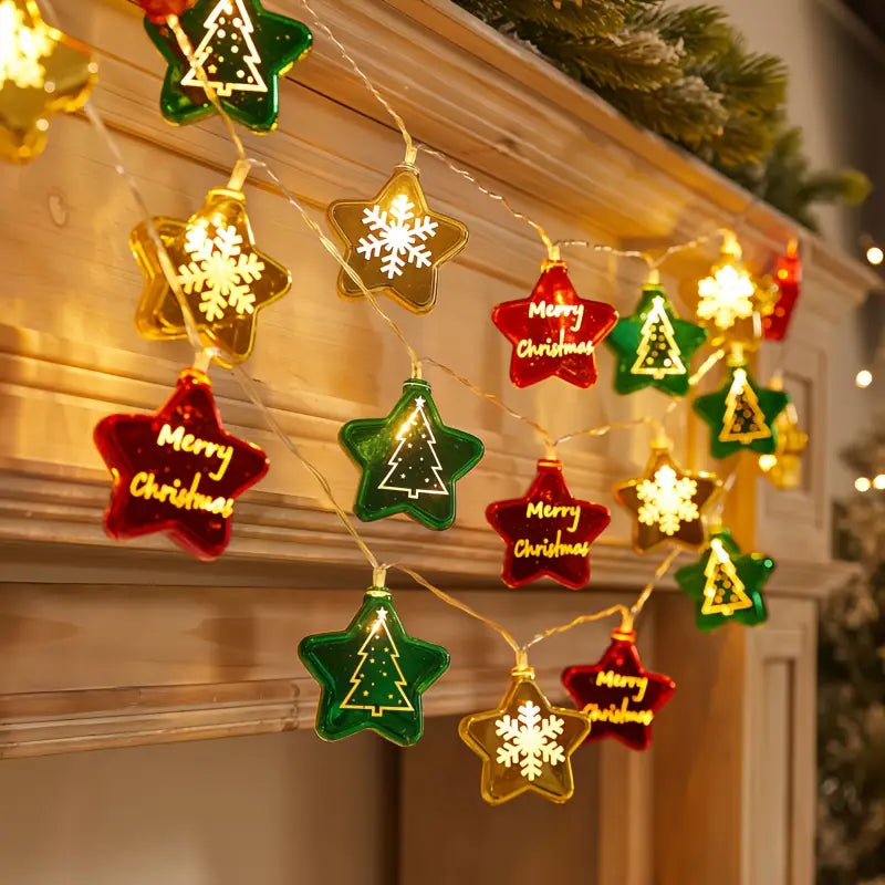 Colorful Christmas Ornament LED Star Lights