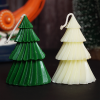 Set-2 Christmas Tree Decorative Green And white Candle