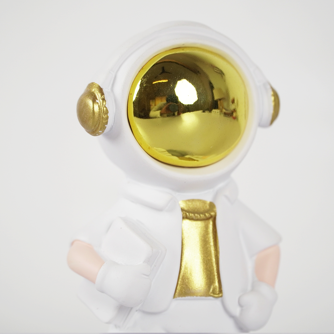 SpaceVibe™ Astronaut Figurine Modern Resin Showpiece with Golden Helmet