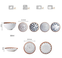 Blue Blossom Ceramic Dinner Set – 4 Bowls & 2 Plates | Hand-Painted Floral Design
