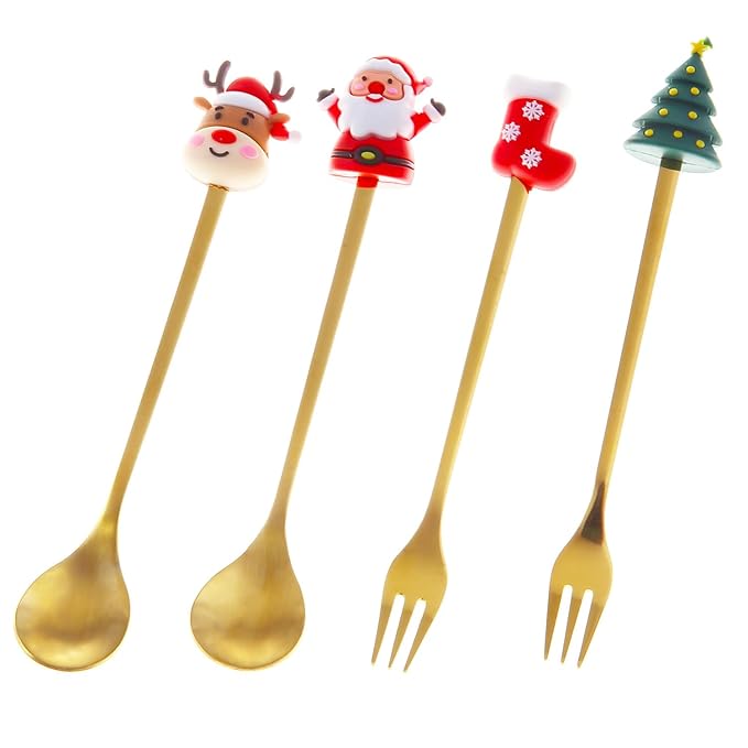 Set of 4 Stainless Steel Christmas Spoon