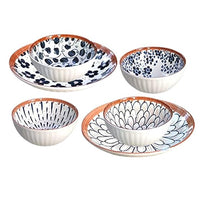 Blue Blossom Ceramic Dinner Set – 4 Bowls & 2 Plates | Hand-Painted Floral Design