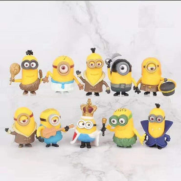 Little Minions Cartoon Action Mini Figures Action Figure Limited Edition for Car Dashboard, Decoration, Cake, Office Desk & Study Table (Pack of 10)