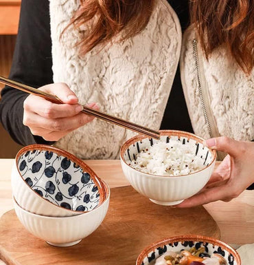 Monochrome Elegance Ceramic Bowls – Set of 4 (11.5cm, 265ml each)