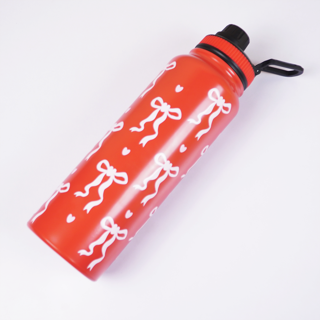 Bow Print Stainless Steel Water Bottle – Cute, Stylish & Everyday Essential