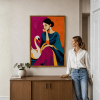 Elegant Lady with Swan Canvas Painting - Memories InsiteLADY WITH SWAN CANVAS - STRECHED