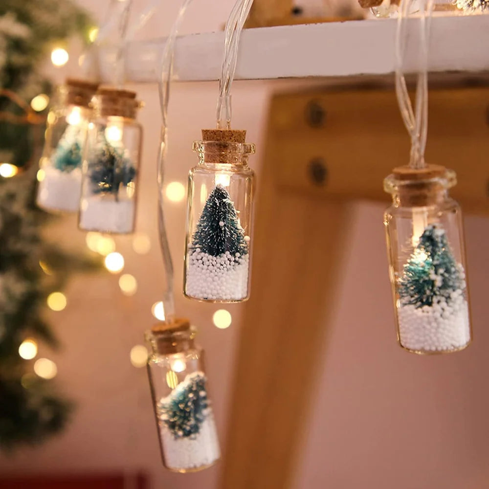 Christmas Tree Light Glass Bottle Pedant for Christmas New Year DIY Table Indoor Outdoor Decoration