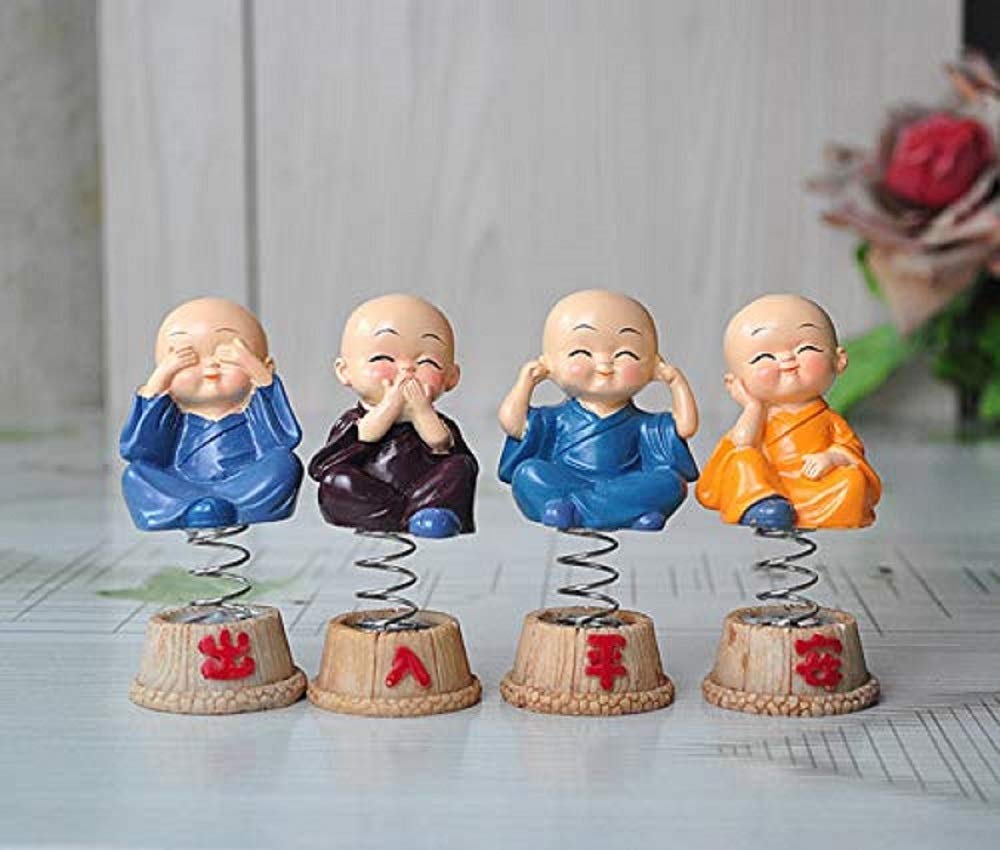 Resin Little Monk Doll Decoration, 4Pcs