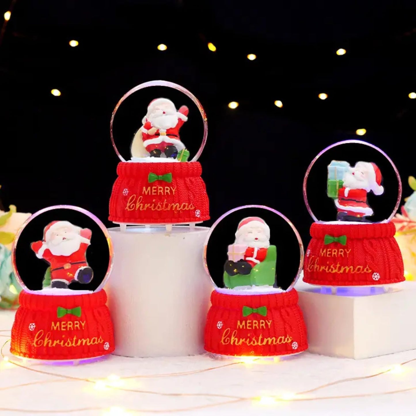 Adorable Santa Claus Christmas Snow Globes (Set of 4) | Festive Home Decor & Holiday Gift