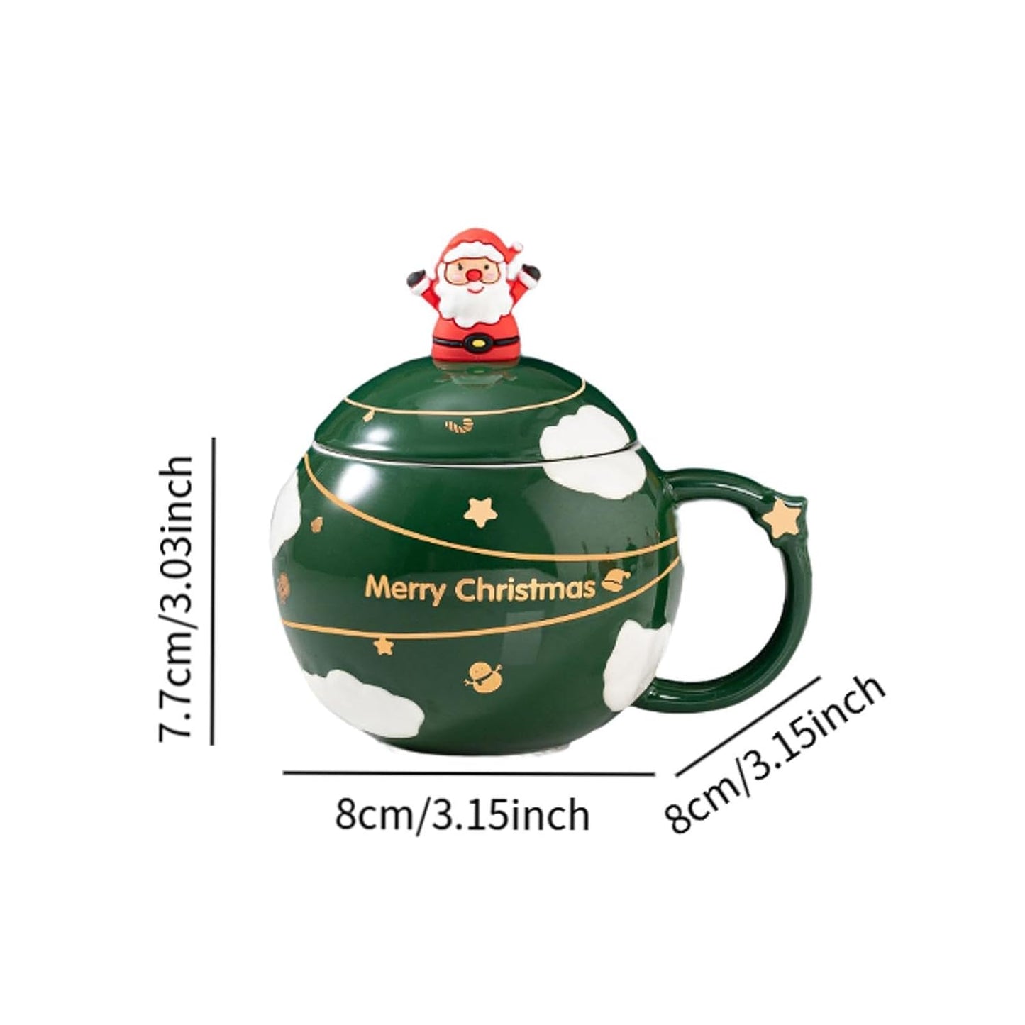 Santa Surprise Christmas Mug with Lid & Spoon (Random Color)