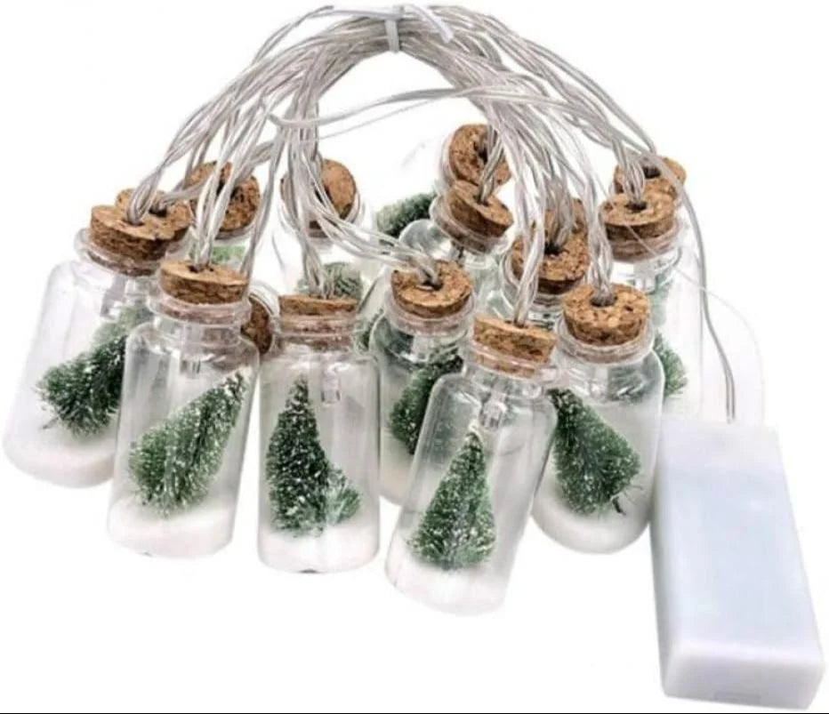 Christmas Tree Light Glass Bottle Pedant for Christmas New Year DIY Table Indoor Outdoor Decoration