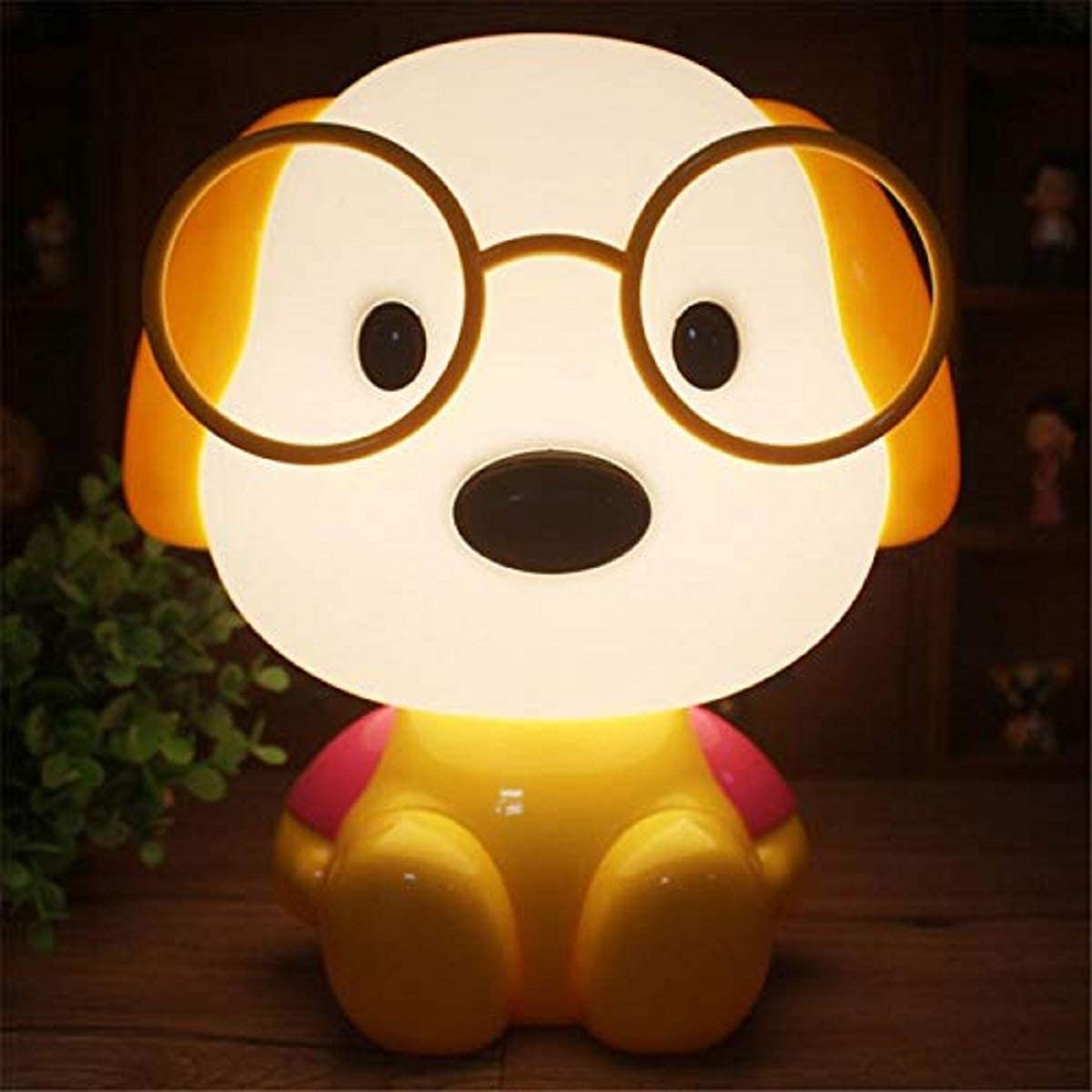 Table Lamp, Night Lamp for Kids, Cute Dog LED Table Lamp, Desk Table Lamp for Kids Bedroom (Yellow & White)