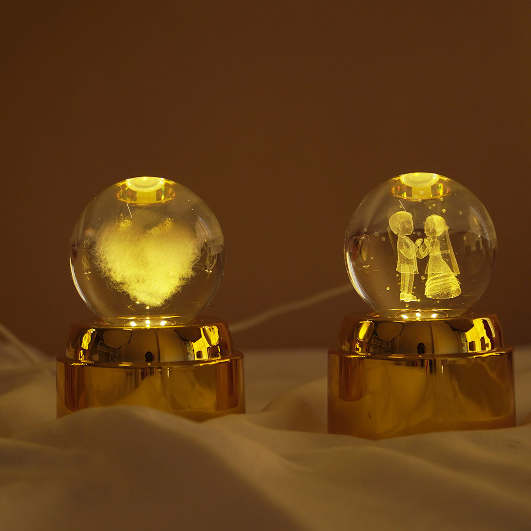 Crystal Ball LED Night Lamp with Warm Glow ( random design )