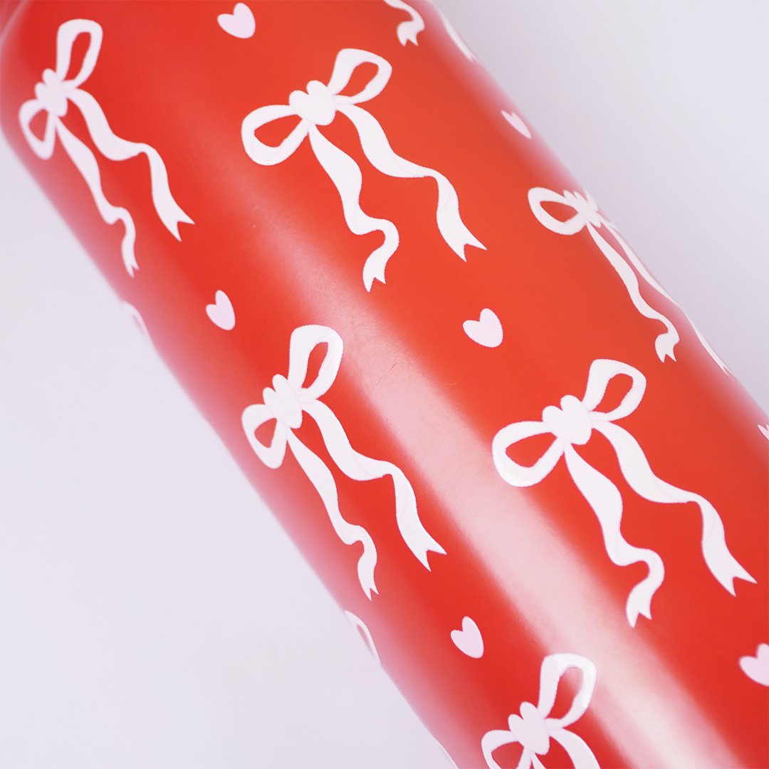 Bow Print Stainless Steel Water Bottle – Cute, Stylish & Everyday Essential