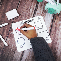 Reusable Shapes Learning Board for Kids with Pen Box & Cleaning Cloth