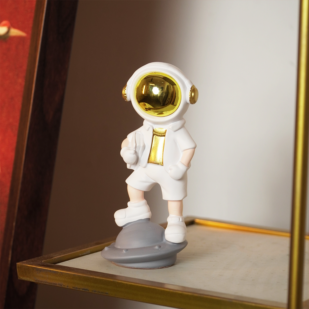 SpaceVibe™ Astronaut Figurine Modern Resin Showpiece with Golden Helmet