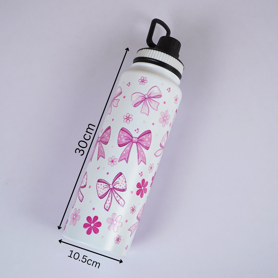 Bow Print Stainless Steel Water Bottle