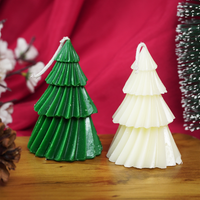 Set-2 Christmas Tree Decorative Green And white Candle
