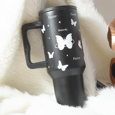 Butterfly Noir Papillon Tumbler — Leakproof & Insulated (Black)