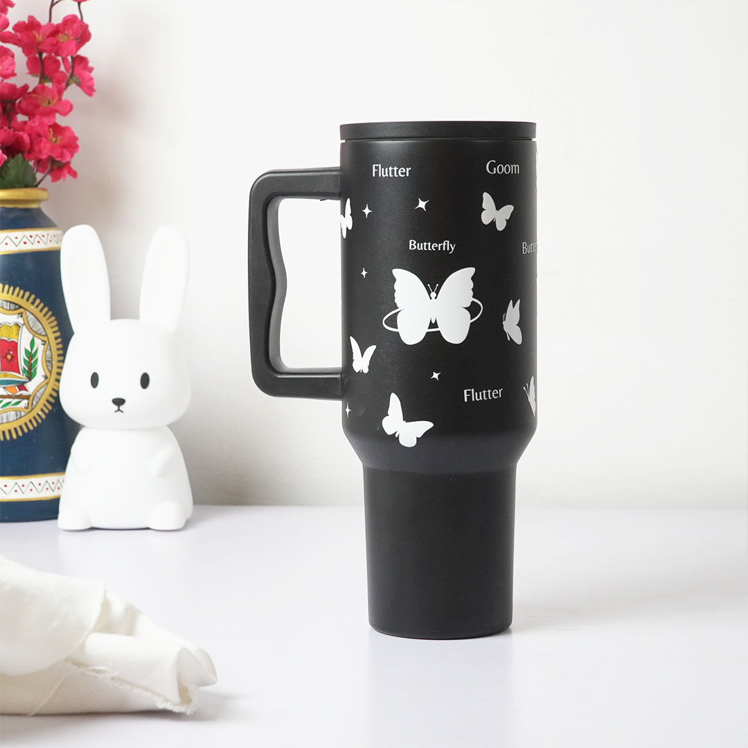 Butterfly Noir Papillon Tumbler — Leakproof & Insulated (Black)